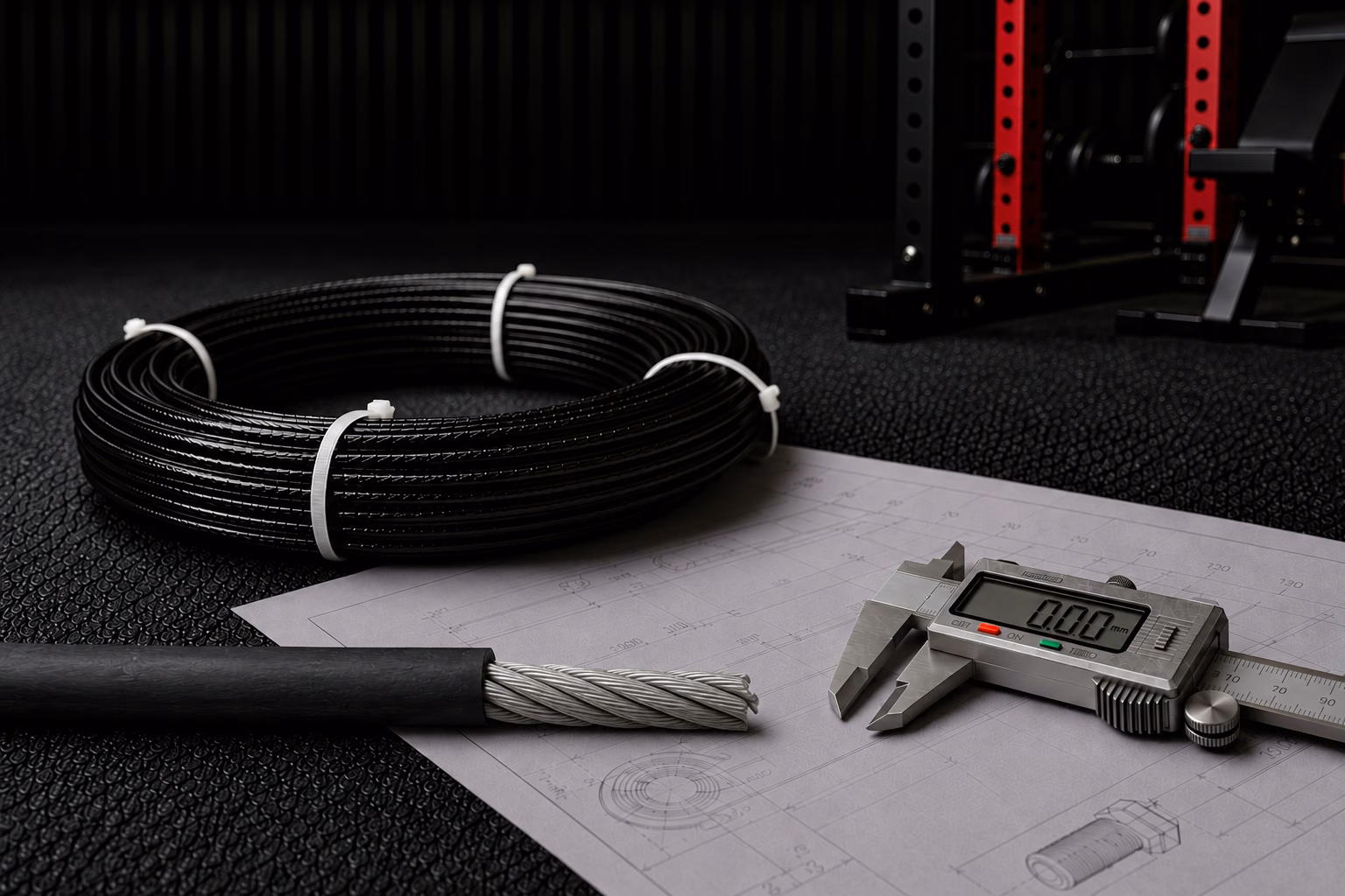 Custom and replacement gym cable measured from technical drawings